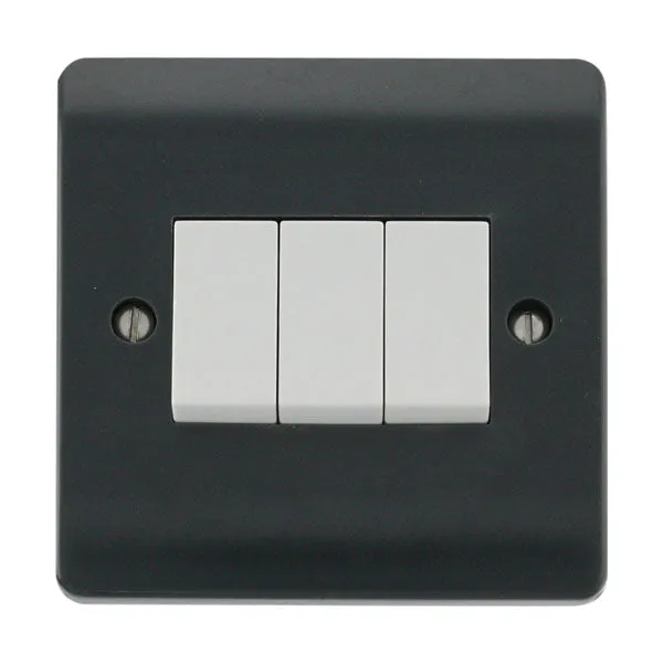 Click Mode CMA013AG Part M 10AX 3 Gang 2 Way Plate Switch - Anthracite Grey