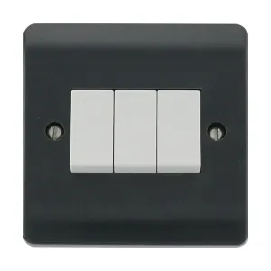 Click Mode CMA013AG Part M 10AX 3 Gang 2 Way Plate Switch - Anthracite Grey
