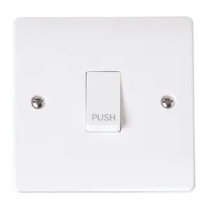 Click Mode CMA028 White Moulded 10AX 1 Gang 1 Way Retractive Plate Switch ‘Press’