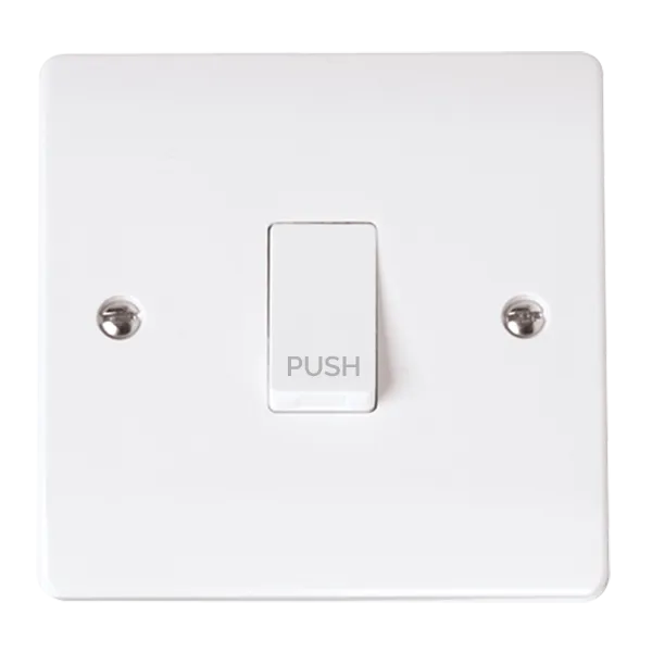 Click Mode CMA028 White Moulded 10AX 1 Gang 1 Way Retractive Plate Switch ‘Press’