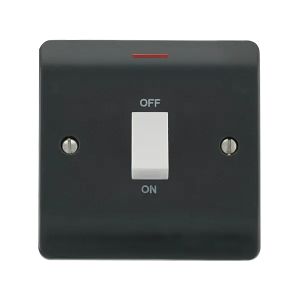 Click Mode CMA2501AG Part M 50A 1 Gang Double Pole Switch with White Rocker & LED - Anthracite Grey