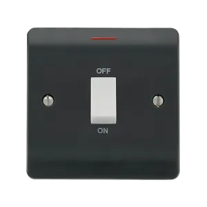 Click Mode CMA2501AG Part M 50A 1 Gang Double Pole Switch with White Rocker & LED - Anthracite Grey