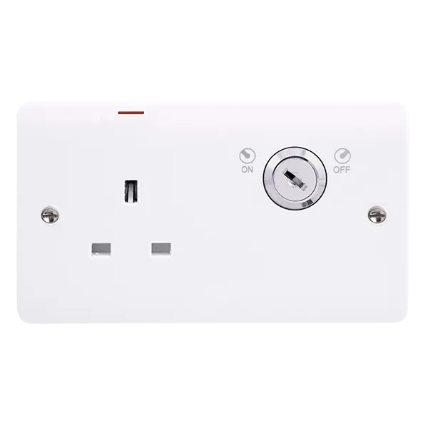 Click Mode CMA2675 White Moulded 13A 1G Double Pole Key Lockable Socket with LED (Twin Earth)