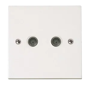 Click Polar PRW066 White Moulded Double Coaxial Socket Outlet