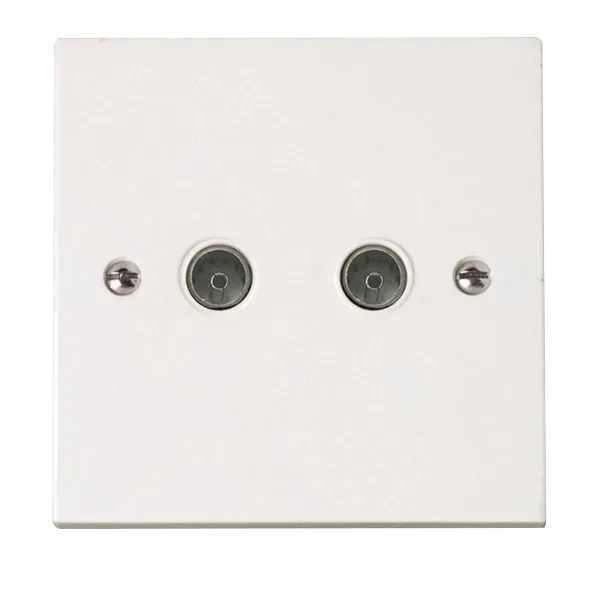 Click Polar PRW066 White Moulded Double Coaxial Socket Outlet