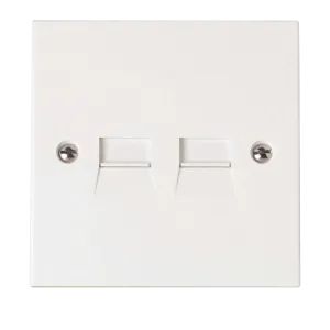 Click Polar PRW122 White Moulded Twin Telephone Master Socket Outlet