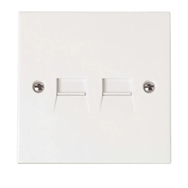 Click Polar PRW122 White Moulded Twin Telephone Master Socket Outlet