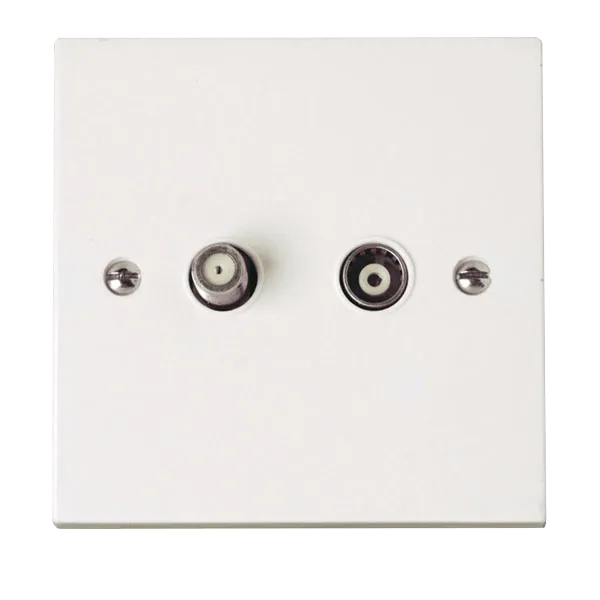 Click Polar PRW157 White Moulded Single Isolated Coaxial & Satellite Outlet