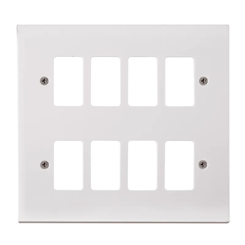 Click Polar PRW20508 White Moulded 8 Gang GridPro Frontplate