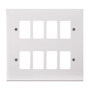 Click Polar PRW20508 White Moulded 8 Gang GridPro Frontplate