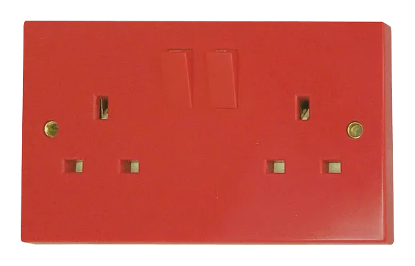 Click WA180 2 Gang 13A DP Switched Socket Outlet - Red