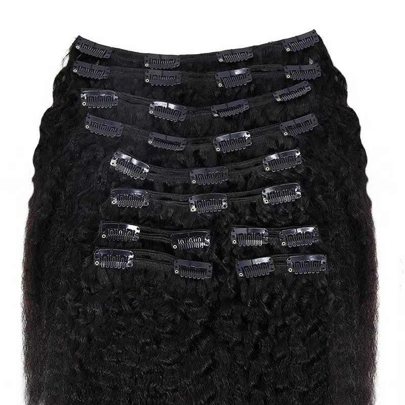 Clip in Extensions for African American Kinky Straight Natural Hair Thick Volume