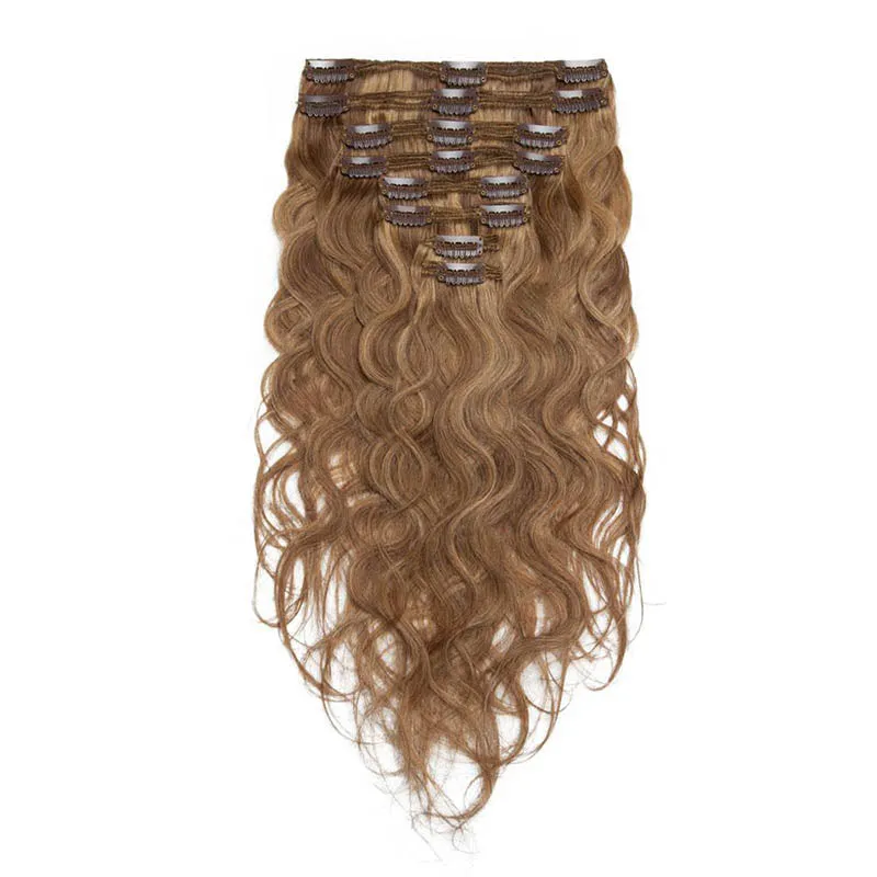Clip in Hair Extensions Body Wave 8pcs 18" Human Hair For Black Women