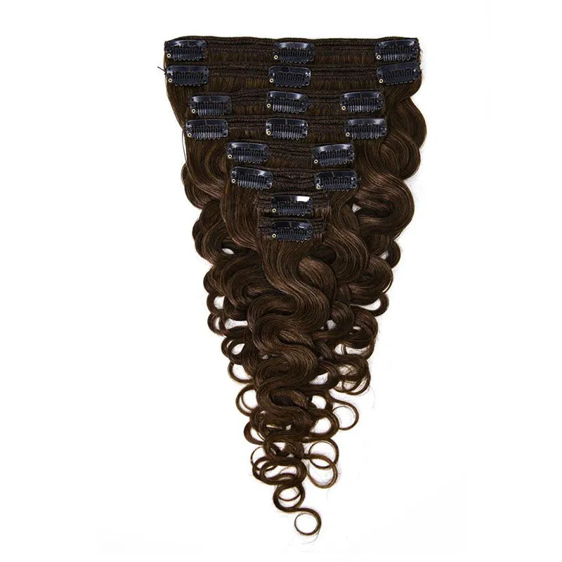 Clip in Hair Extensions Body Wave 8pcs 18" Human Hair For Black Women