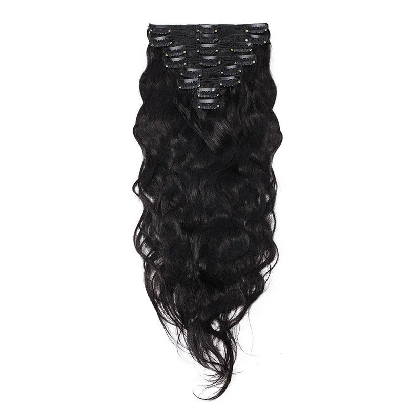Clip in Hair Extensions Body Wave 8pcs 18" Human Hair For Black Women