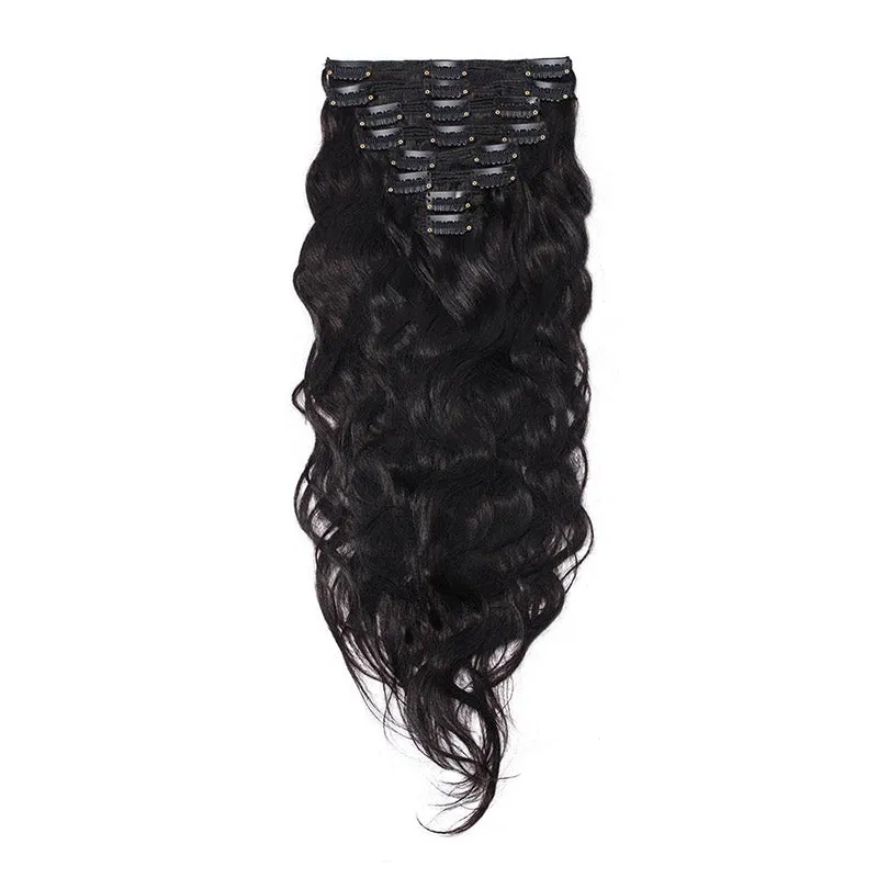 Clip in Hair Extensions Body Wave 8pcs 18" Human Hair For Black Women