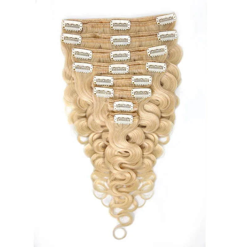 Clip in Hair Extensions Body Wave 8pcs 18" Human Hair For Black Women