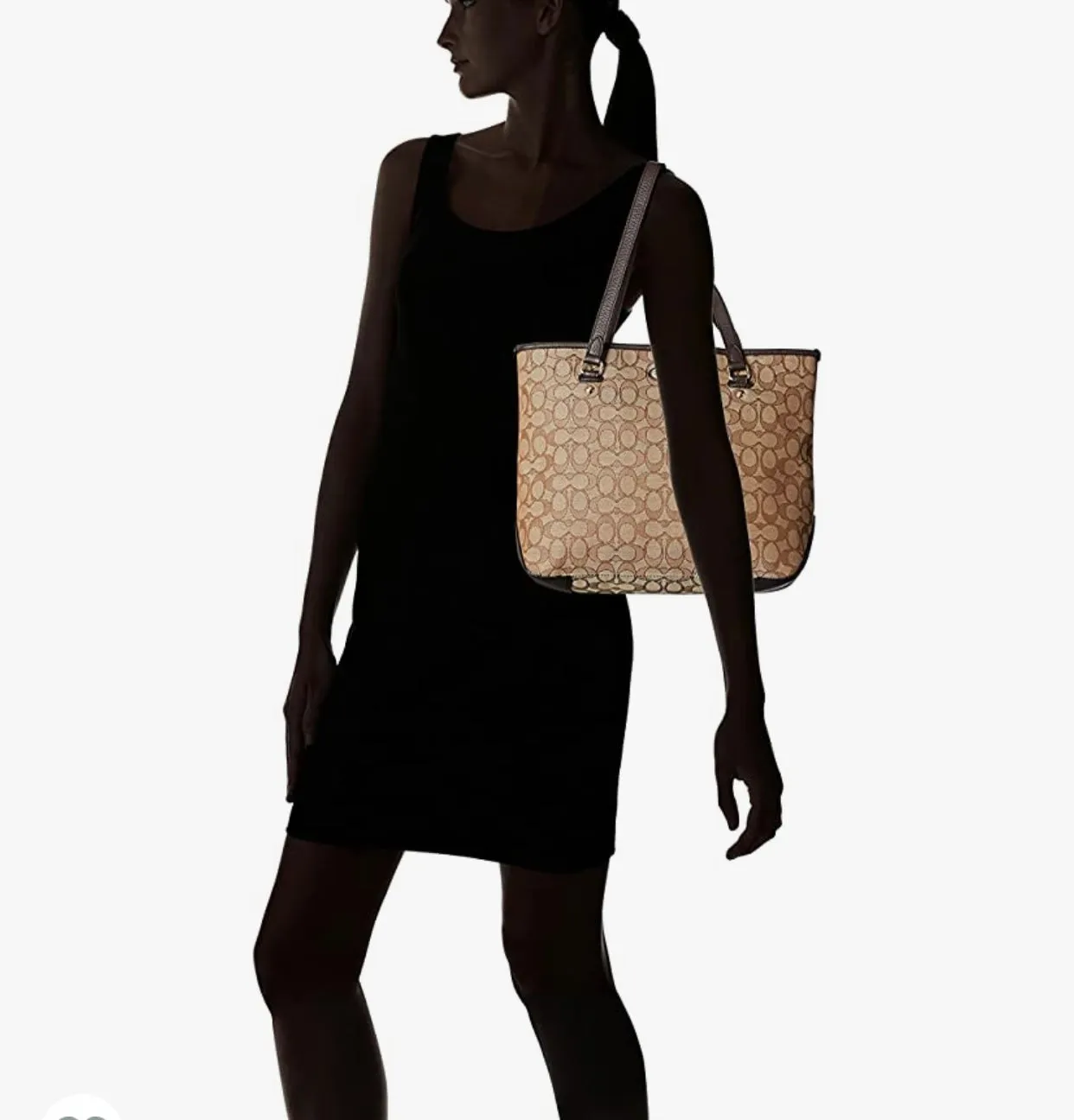 COACH #F36185 Signature Zip Top Shoulder Bag in Khaki C Jacquard NWT