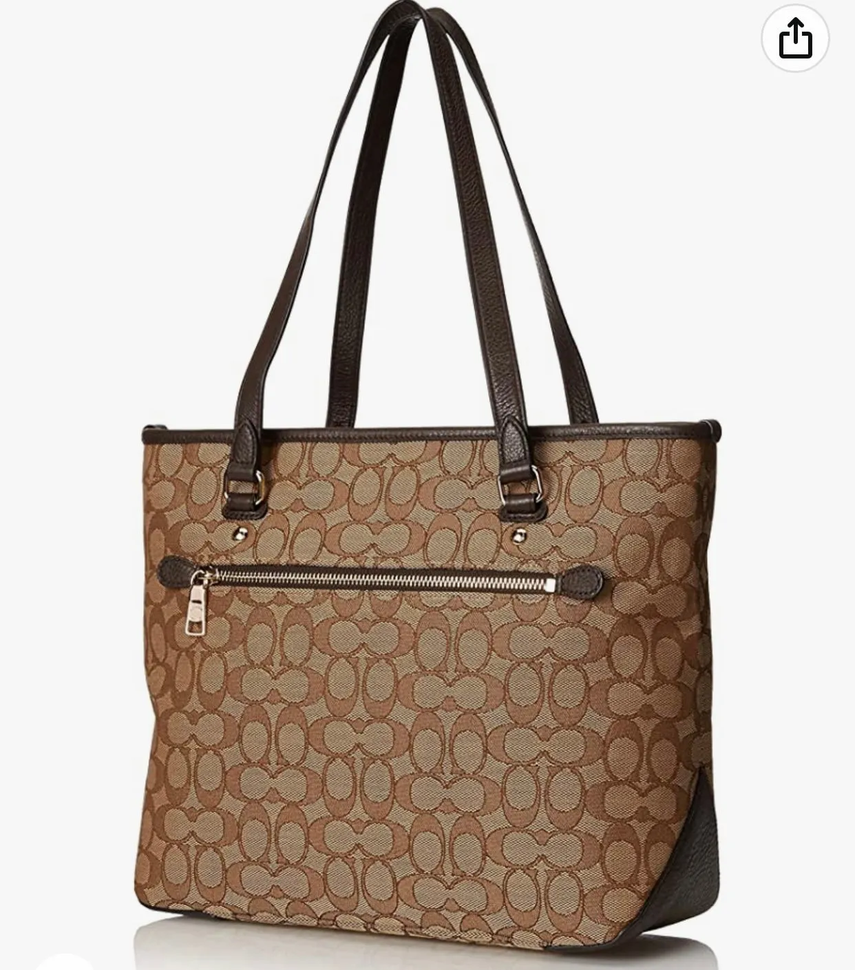 COACH #F36185 Signature Zip Top Shoulder Bag in Khaki C Jacquard NWT