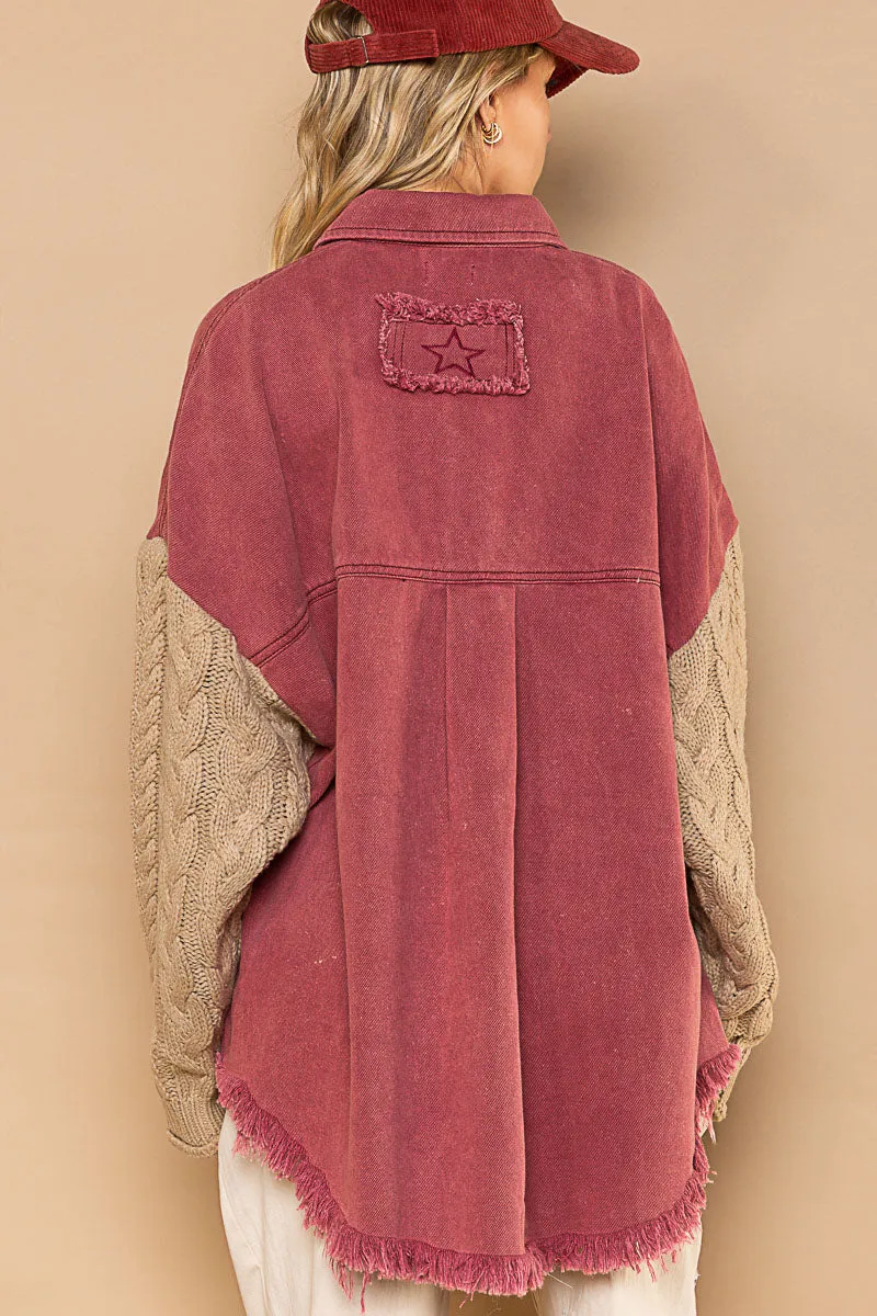 Colder Weather Denim Jacket Rose/Beige