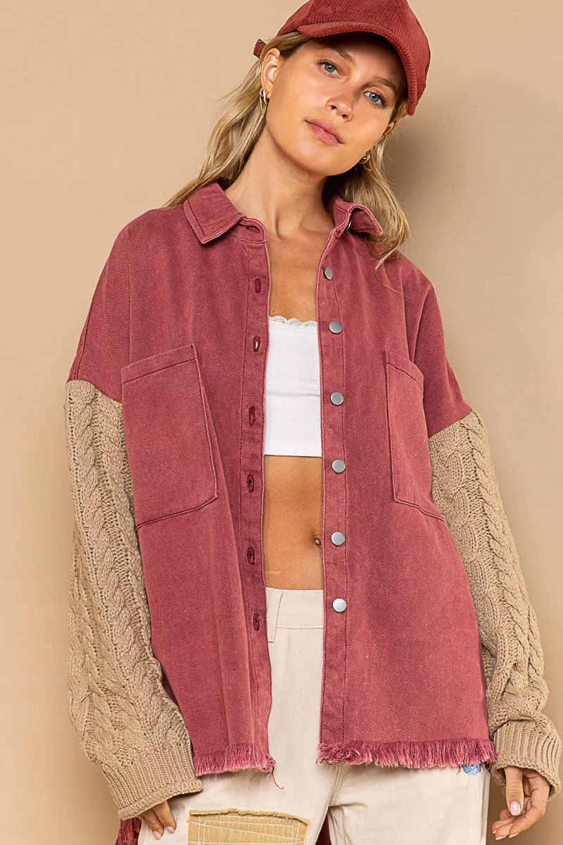 Colder Weather Denim Jacket Rose/Beige