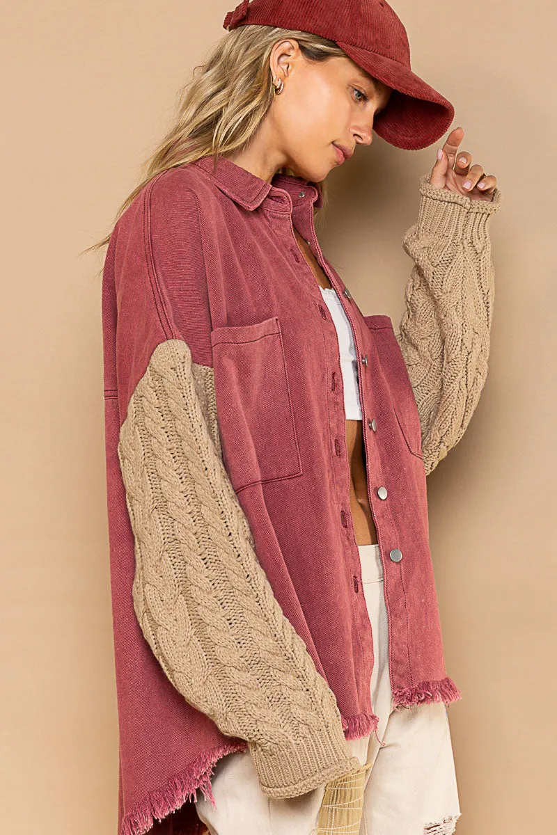 Colder Weather Denim Jacket Rose/Beige