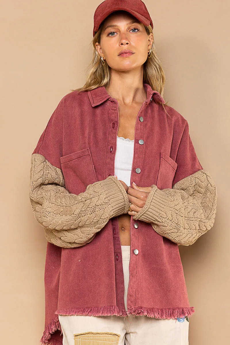 Colder Weather Denim Jacket Rose/Beige