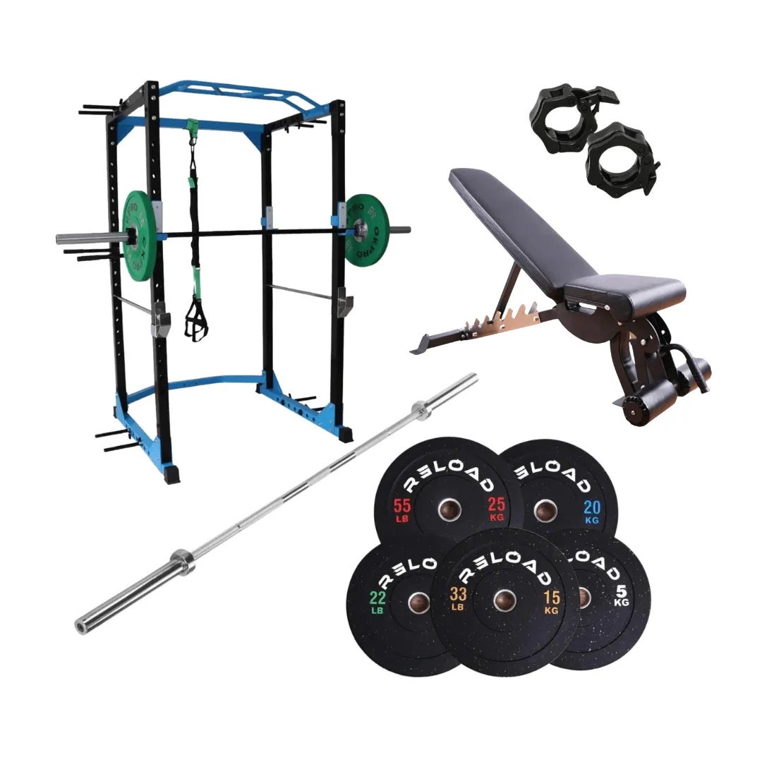 Commercial Power Cage & Bumper Plate Home Gym [Package 2]