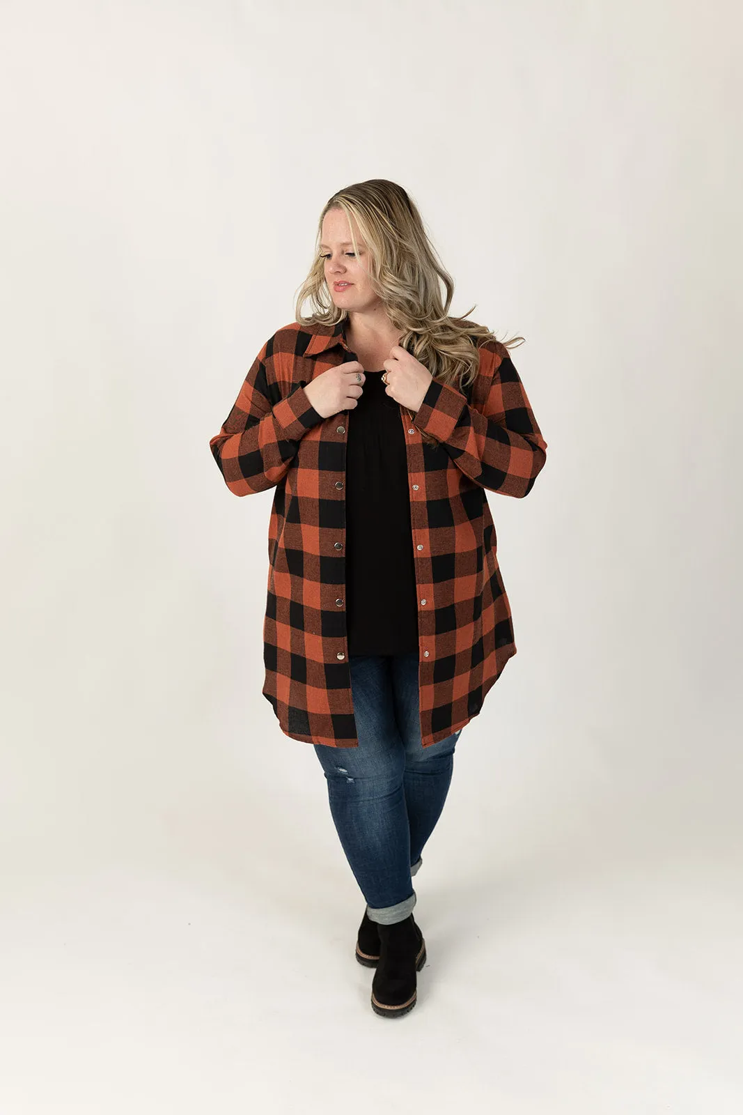 Connie Longline Plaid Shirt Curvy