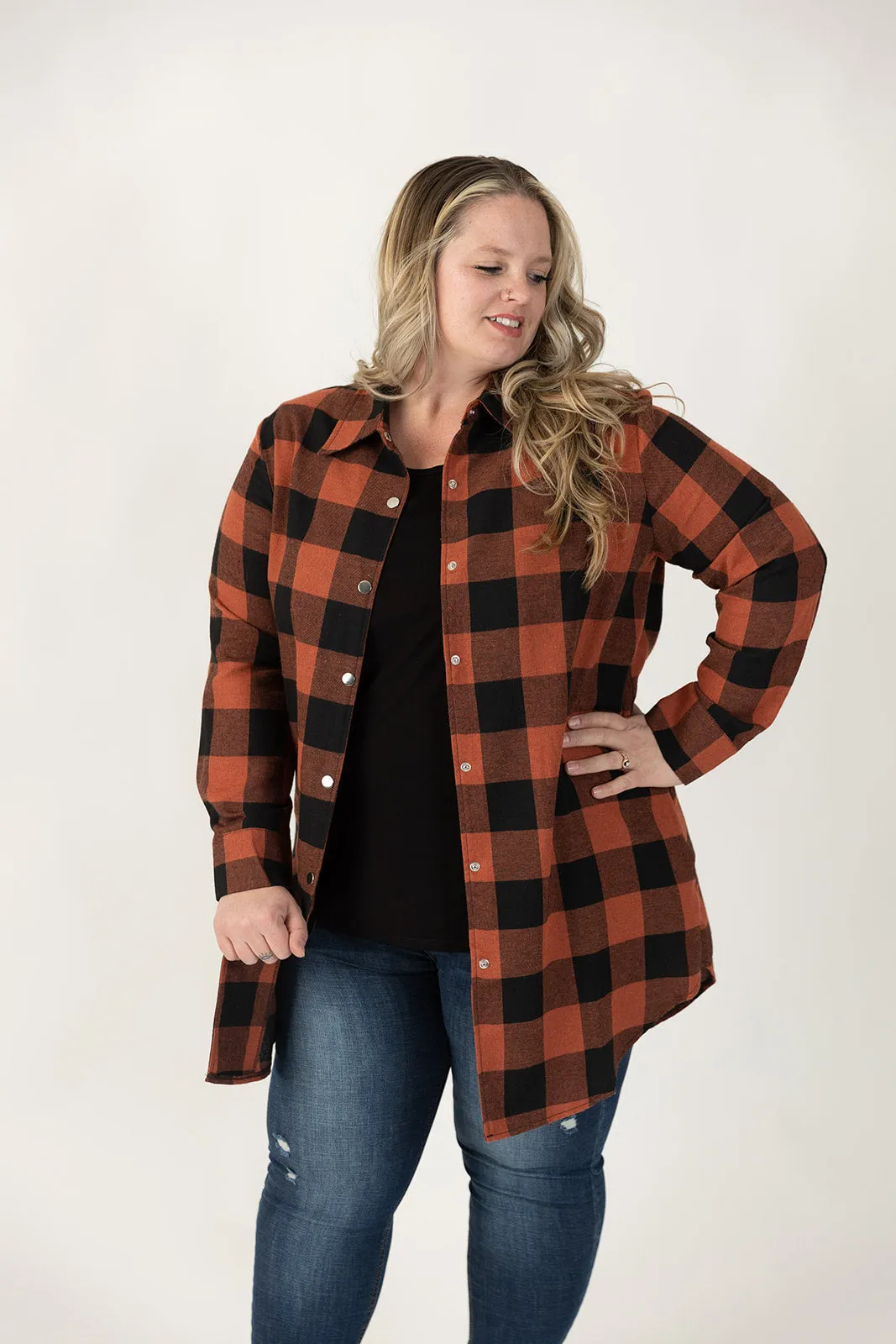 Connie Longline Plaid Shirt Curvy