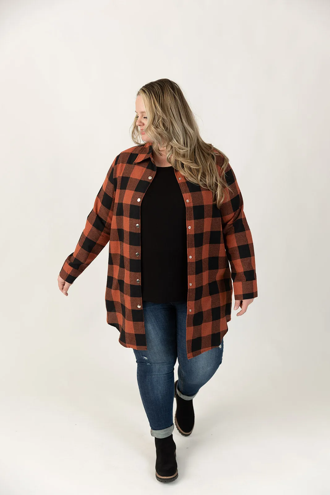 Connie Longline Plaid Shirt Curvy