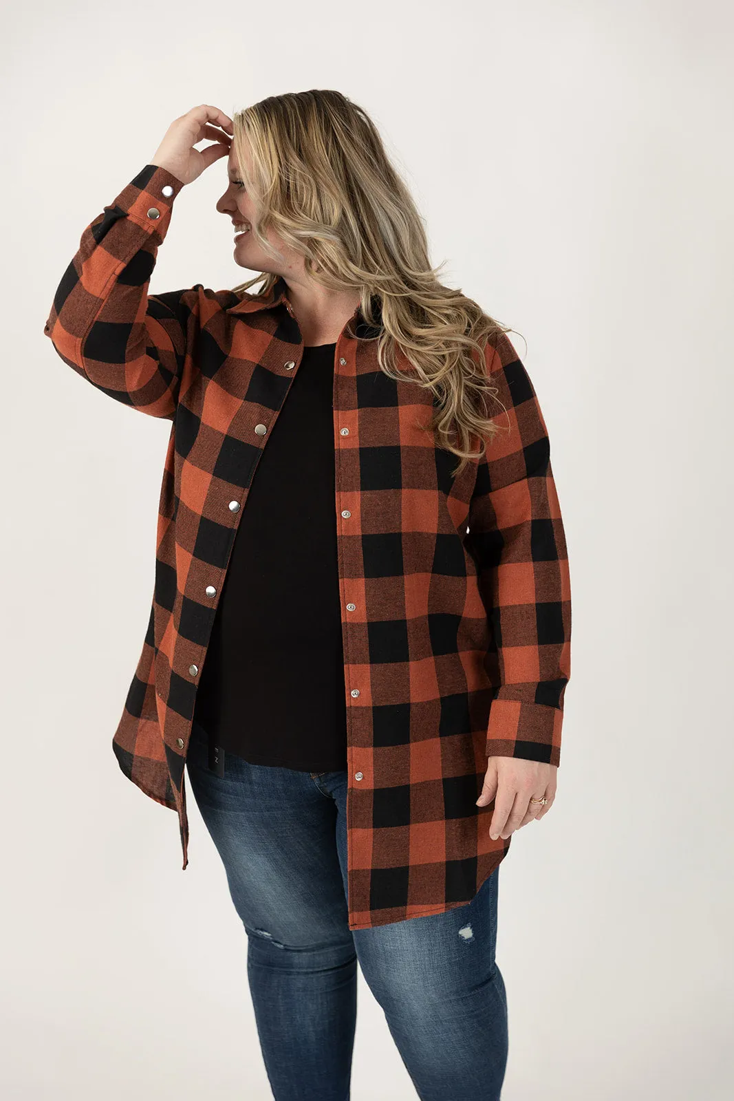 Connie Longline Plaid Shirt Curvy