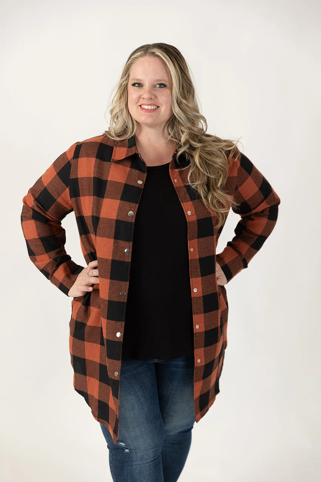 Connie Longline Plaid Shirt Curvy