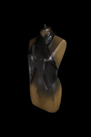 Criss Cross Top with Swarovski Crystal Mesh Trim