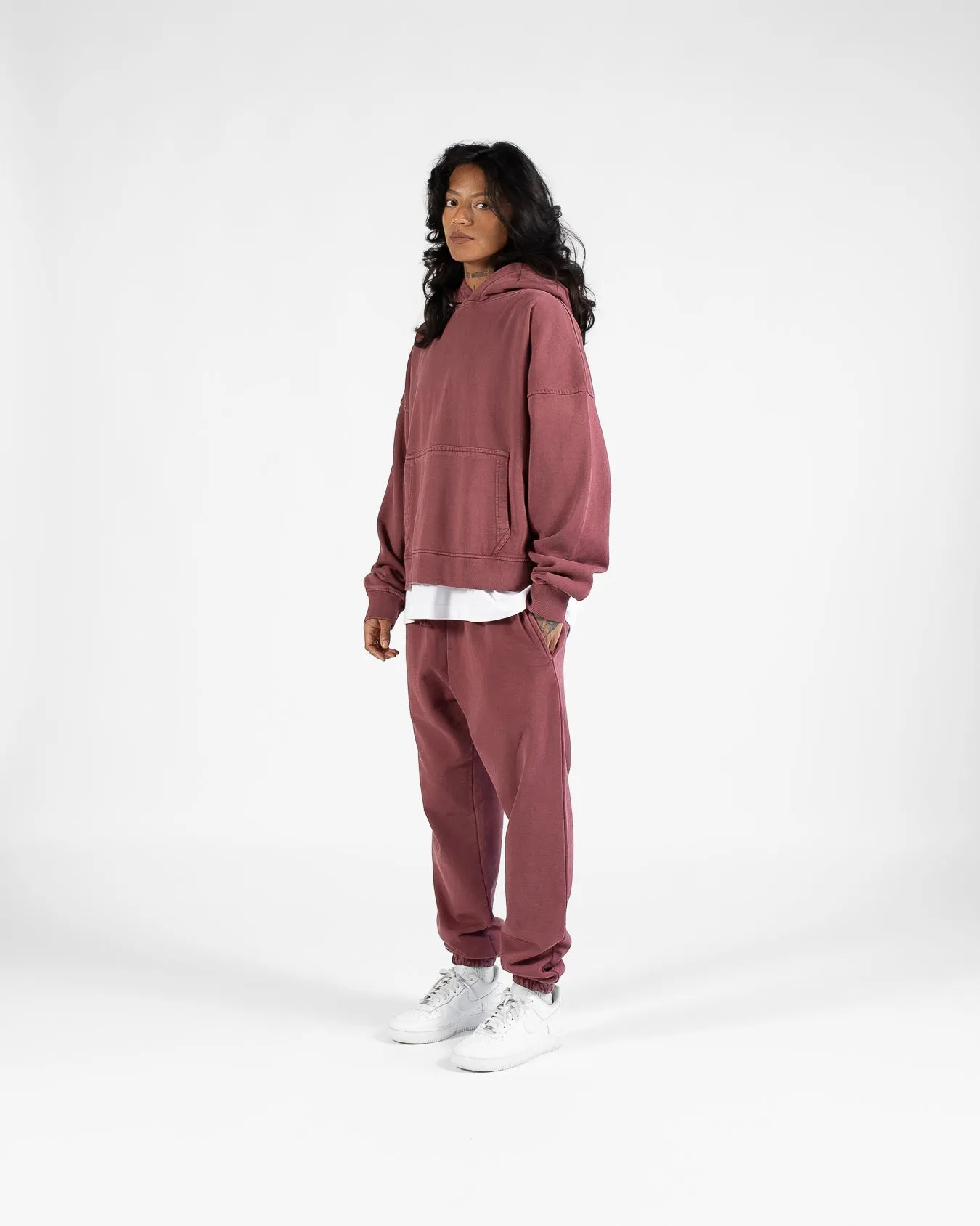 Cropped Hoodie - Vintage Burgundy