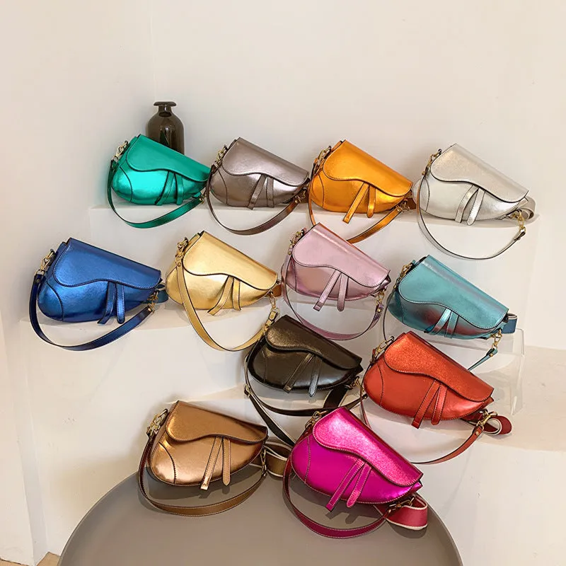 Cross-Border European and American Style Bag for Women 2023 New Summer Fashion Portable Shoulder Bag Glossy Western Style Messenger Bag for Women