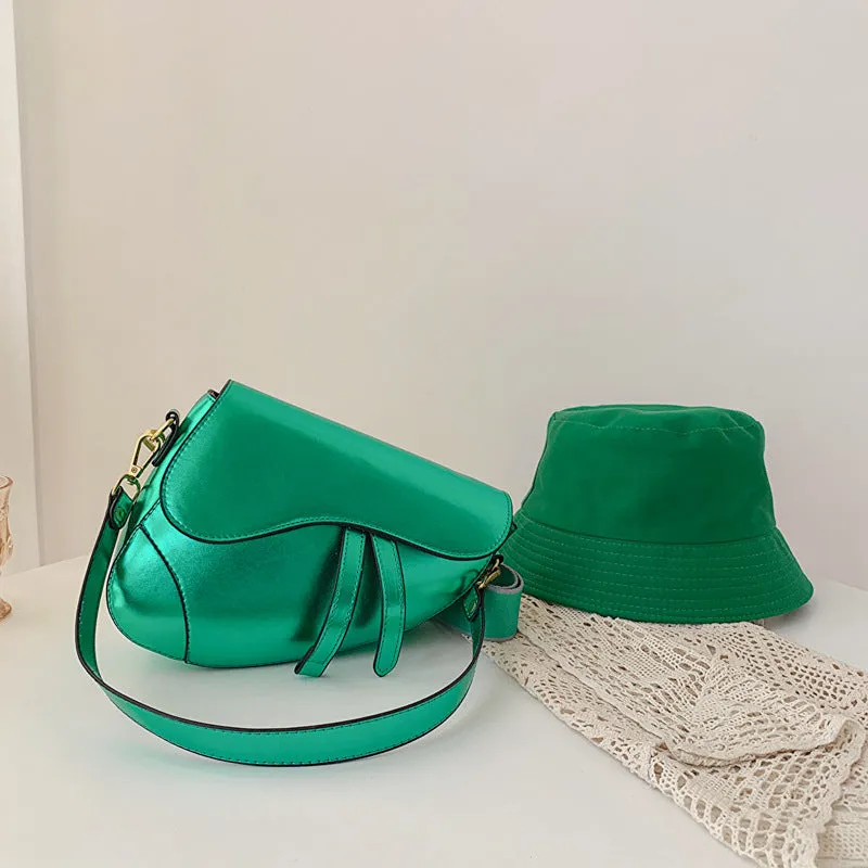 Cross-Border European and American Style Bag for Women 2023 New Summer Fashion Portable Shoulder Bag Glossy Western Style Messenger Bag for Women
