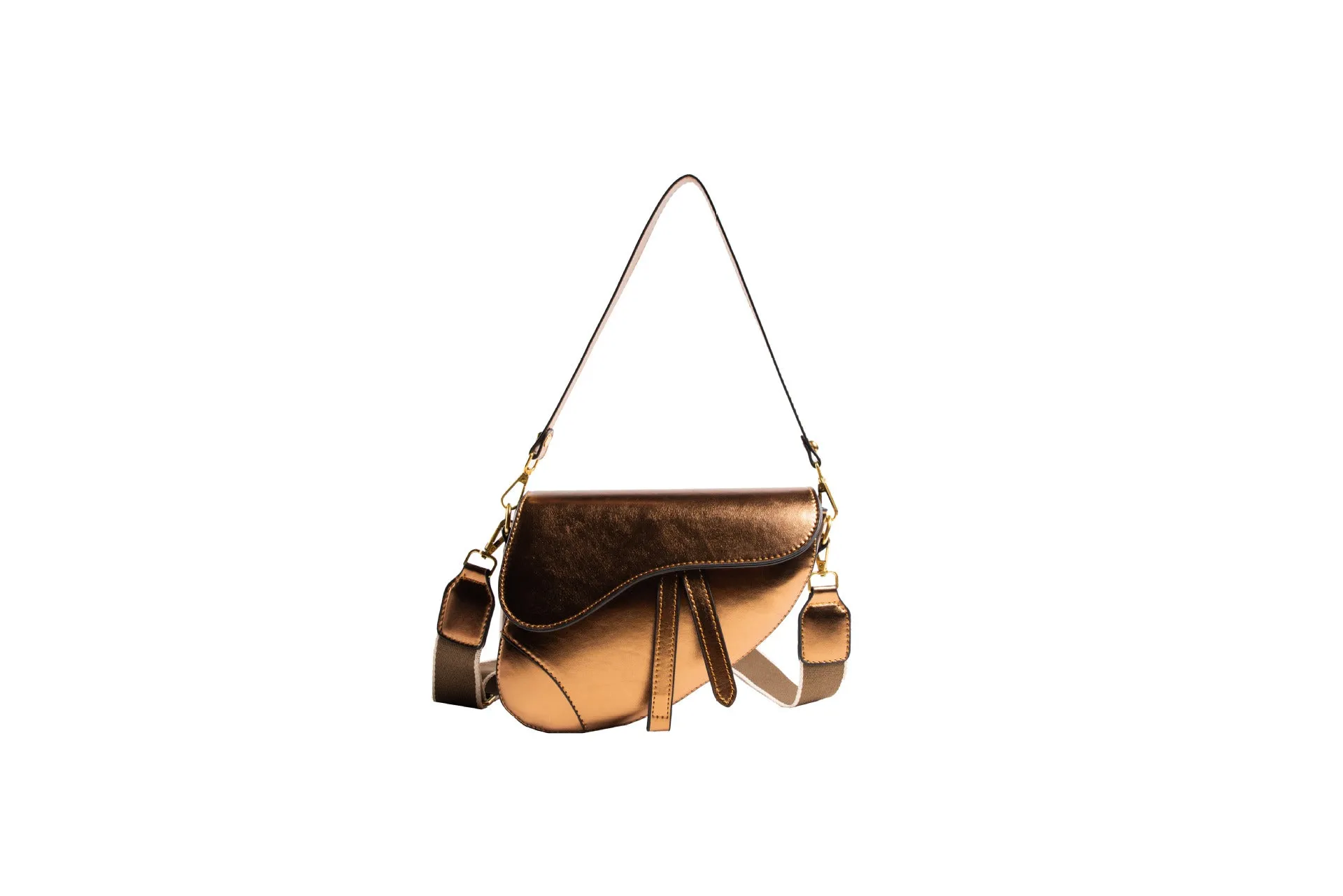 Cross-Border European and American Style Bag for Women 2023 New Summer Fashion Portable Shoulder Bag Glossy Western Style Messenger Bag for Women