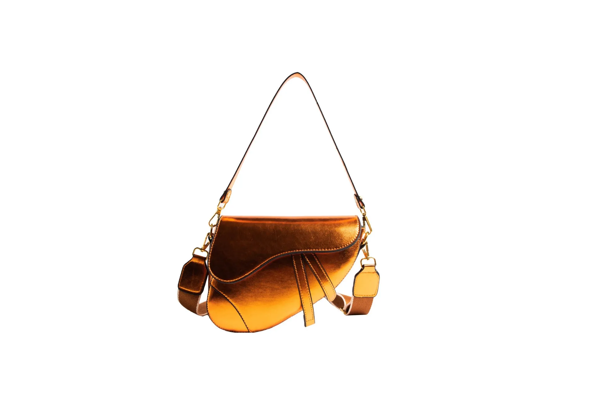 Cross-Border European and American Style Bag for Women 2023 New Summer Fashion Portable Shoulder Bag Glossy Western Style Messenger Bag for Women