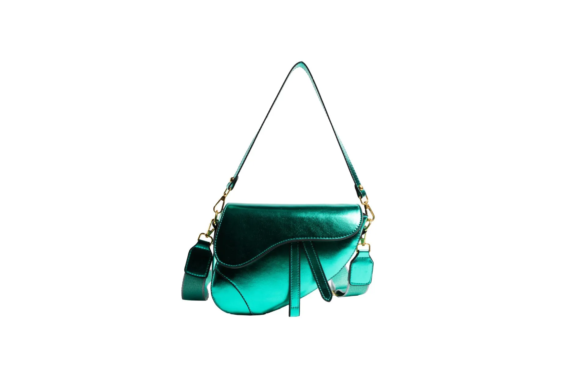 Cross-Border European and American Style Bag for Women 2023 New Summer Fashion Portable Shoulder Bag Glossy Western Style Messenger Bag for Women