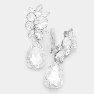 Crystal Teardrop Earrings | Clip On | 272301