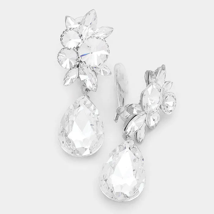 Crystal Teardrop Earrings | Clip On | 272301
