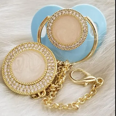 Crystals Bling Baby Blank Pacifier and Clip