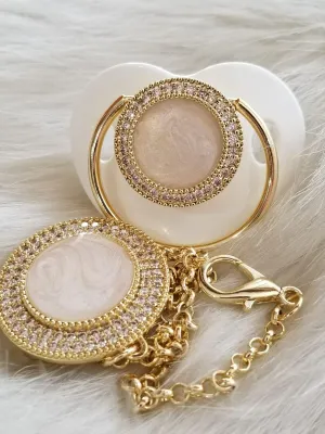 Crystals Bling Baby Blank Pacifier and Clip