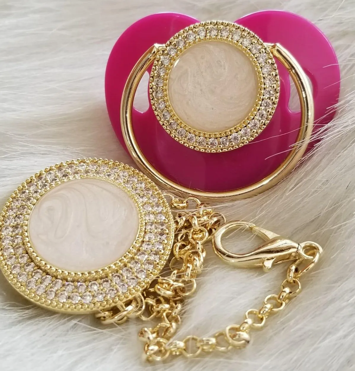 Crystals Bling Baby Blank Pacifier and Clip