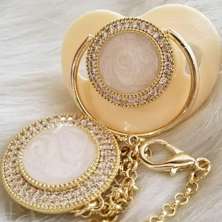 Crystals Bling Baby Blank Pacifier and Clip