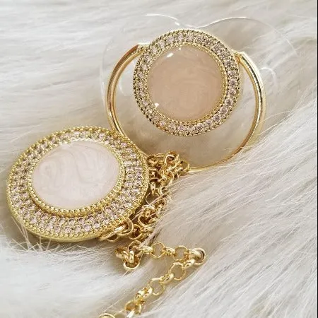 Crystals Bling Baby Blank Pacifier and Clip