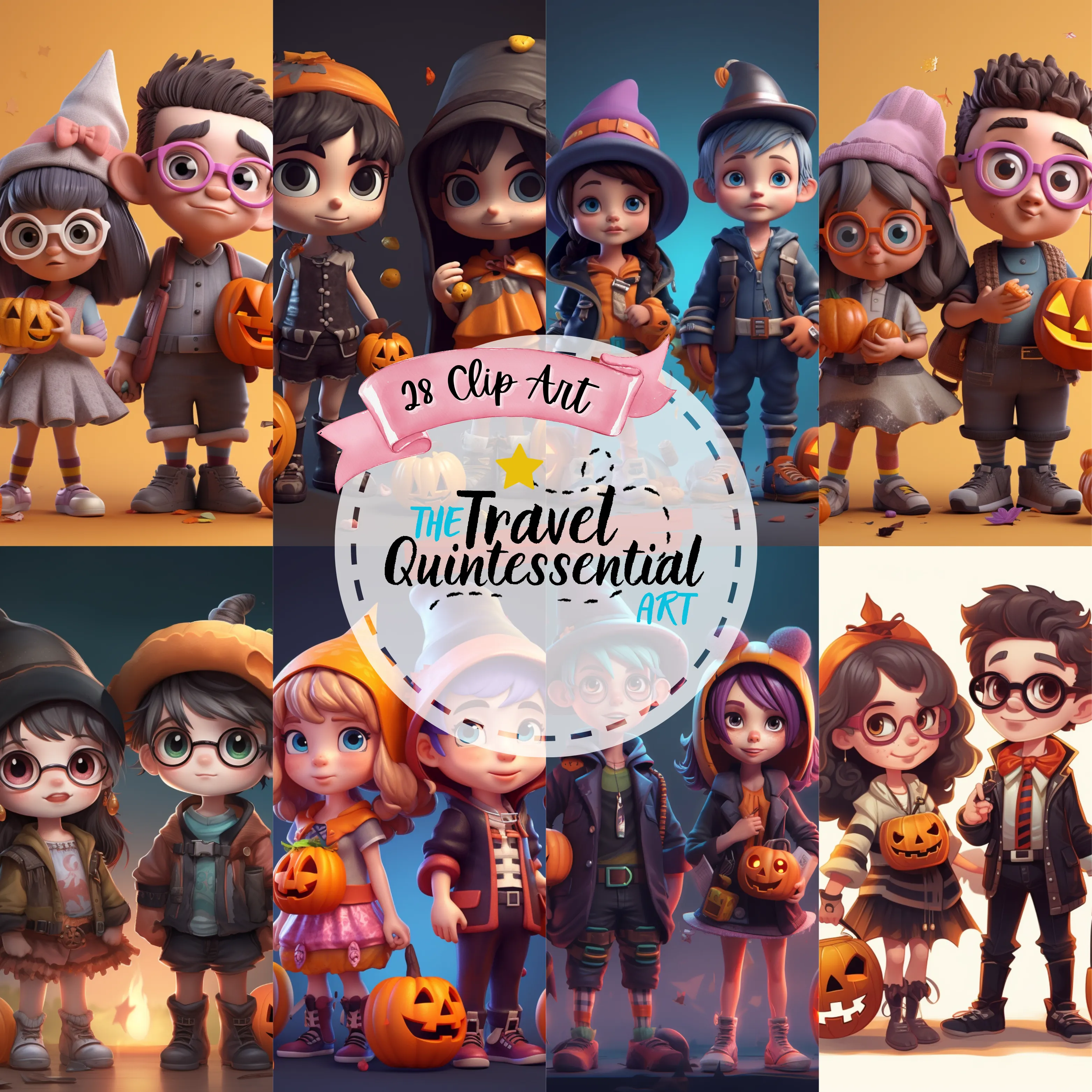 Cute Halloween Kids - Digital Art SETKID001