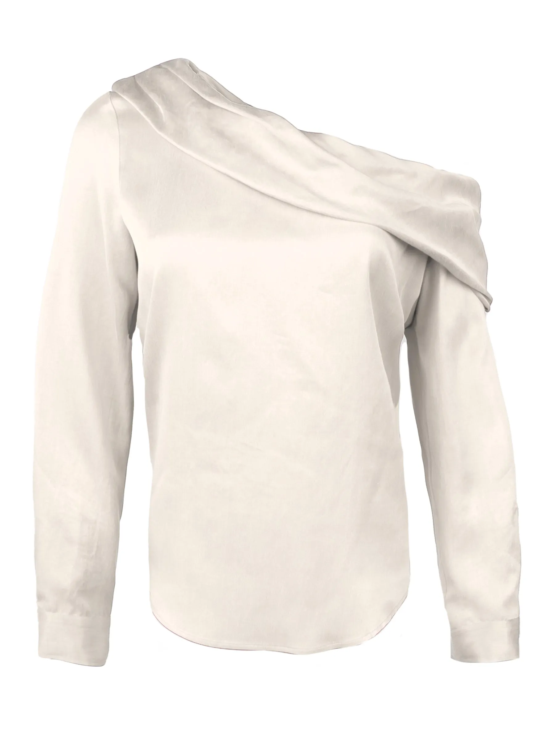 Dani Long Sleeve Off Shoulder Top, Washed Cupro Cotton Cream