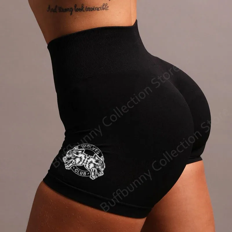 Darc SHE Gym Shorts Sports Wear Double Wolves High Waist Pants for Women Push Up Stretchy Workout Fitness Clothing Yoga Shorts